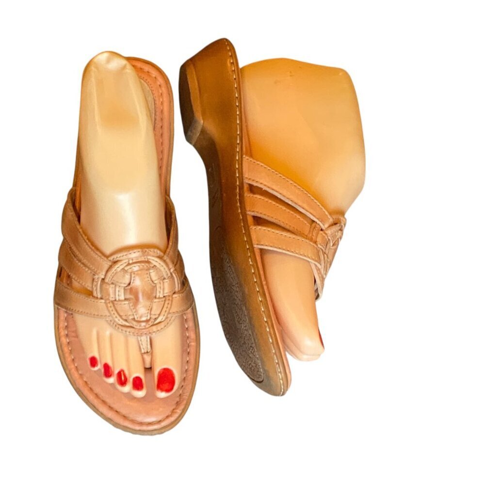 Nurture Woven Leather Cushioned Thong Sandals 7M Peach/Nude 275A - Picture 5 of 8